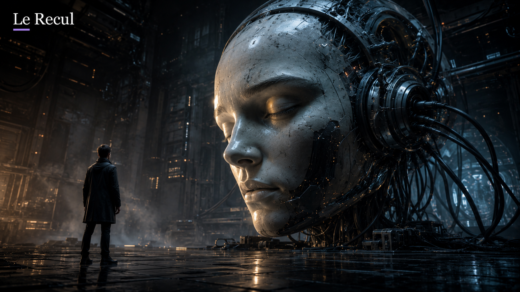 Illustration photoréaliste représentant l'émergence de l'intelligence artificielle générale.