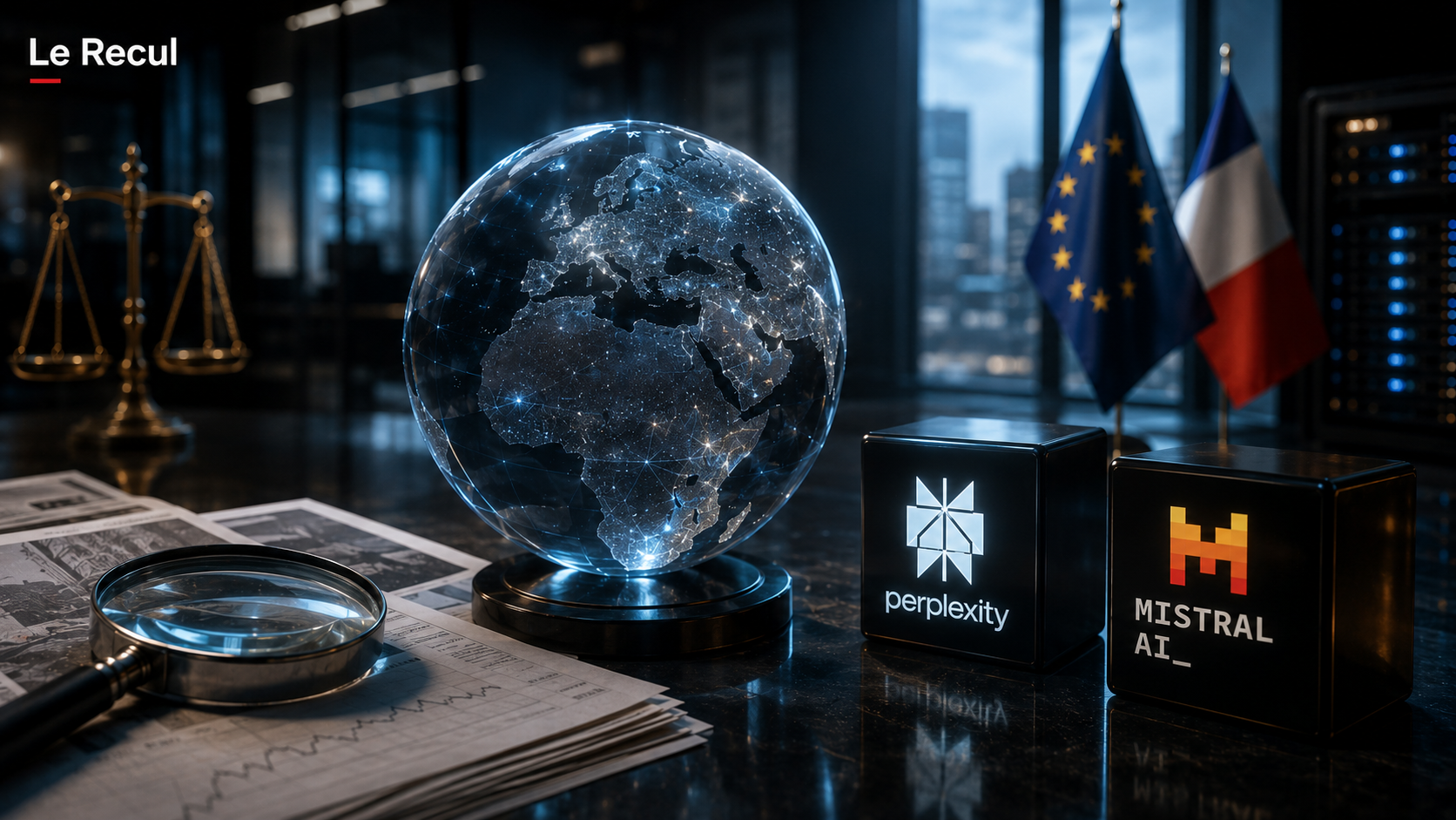Illustration éditoriale sur la souveraineté des données, la recherche IA et la confiance numérique en Europe