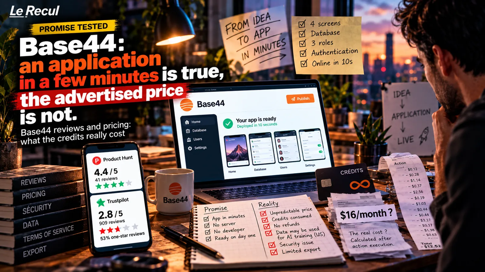 Base44: the app really does arrive in minutes, the advertised price does not